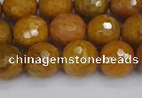 CWJ471 15.5 inches 10mm faceted round yellow petrified wood jasper beads