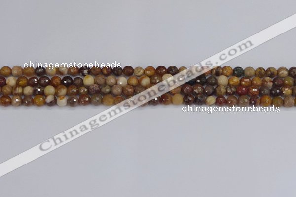 CWJ475 15.5 inches 4mm faceted round wood jasper gemstone beads