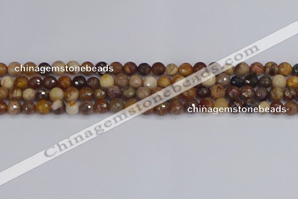 CWJ476 15.5 inches 6mm faceted round wood jasper gemstone beads