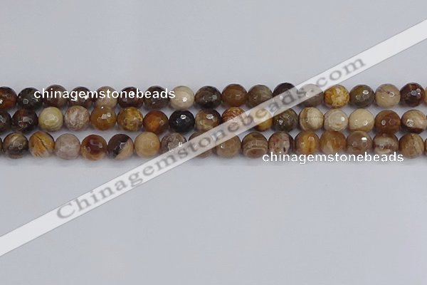 CWJ477 15.5 inches 8mm faceted round wood jasper gemstone beads