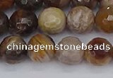 CWJ478 15.5 inches 10mm faceted round wood jasper gemstone beads