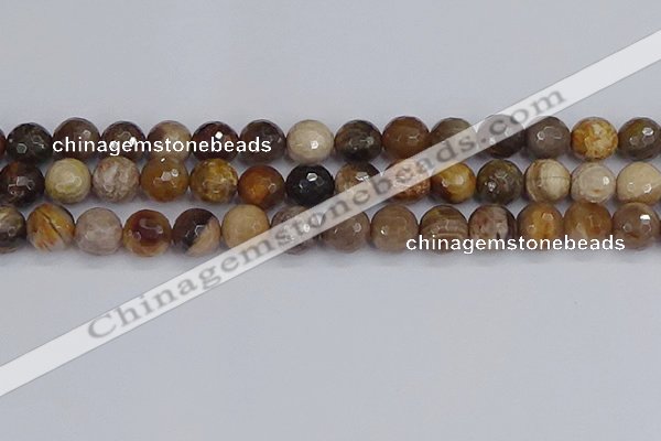 CWJ479 15.5 inches 12mm faceted round wood jasper gemstone beads