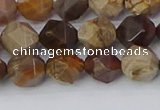 CWJ484 15.5 inches 8mm faceted nuggets wood jasper beads