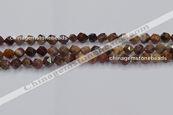 CWJ491 15.5 inches 8mm faceted nuggets wood jasper beads