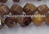 CWJ492 15.5 inches 10mm faceted nuggets wood jasper beads