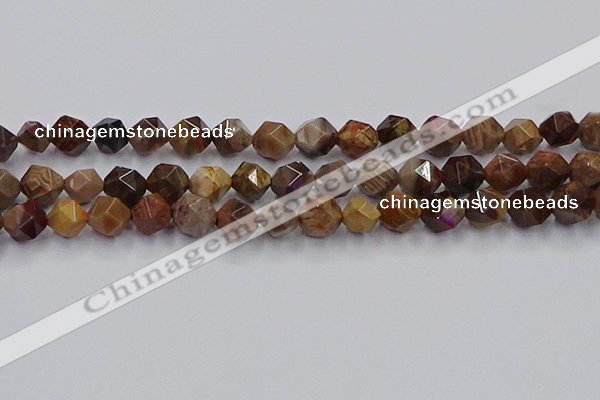 CWJ493 15.5 inches 12mm faceted nuggets wood jasper beads