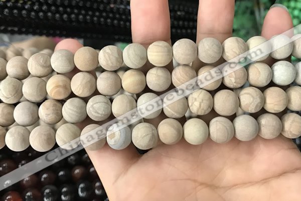 CWJ522 15.5 inches 8mm round matte wooden jasper beads wholesale