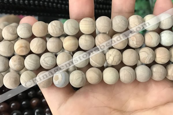 CWJ523 15.5 inches 10mm round matte wooden jasper beads wholesale