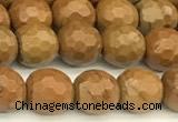 CWJ601 15 inches 6mm faceted round wooden jasper beads wholesale