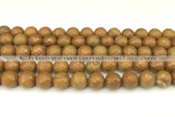 CWJ602 15 inches 8mm faceted round wooden jasper beads wholesale