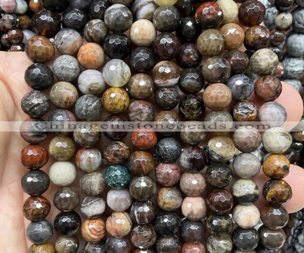 CWJ629 15 inches 8mm faceted round wooden jasper beads wholesale
