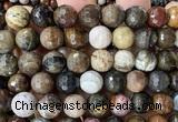 CWJ631 15 inches 12mm faceted round wooden jasper beads wholesale