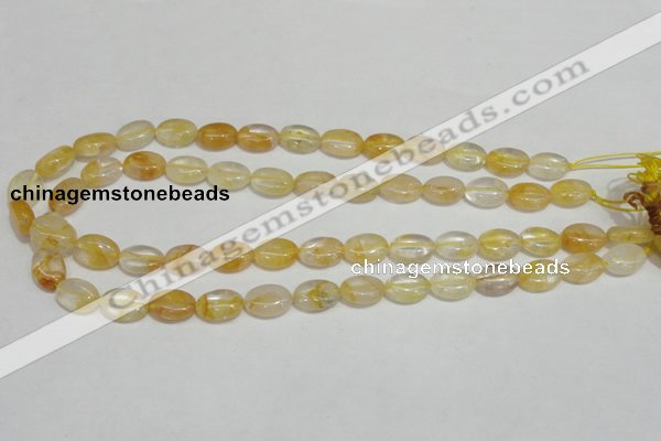 CYC01 15.5 inches 10*14mm oval yellow crystal quartz beads