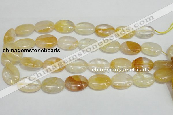 CYC03 15.5 inches 18*25mm oval yellow crystal quartz beads