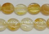 CYC05 15.5 inches 16mm flat round yellow crystal quartz beads