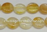 CYC05 15.5 inches 16mm flat round yellow crystal quartz beads