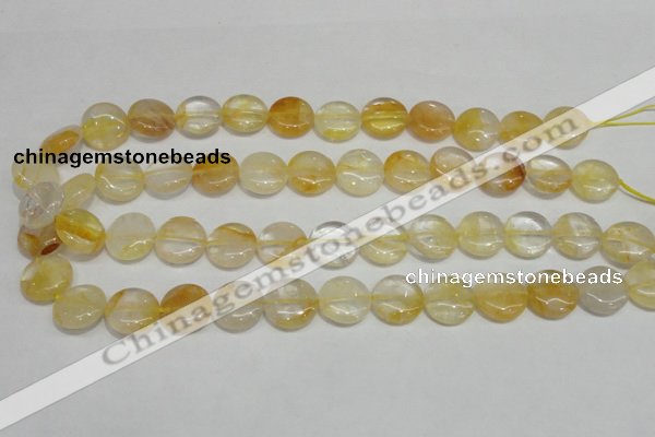 CYC05 15.5 inches 16mm flat round yellow crystal quartz beads