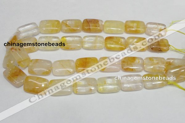 CYC10 15.5 inches 18*25mm rectangle yellow crystal quartz beads