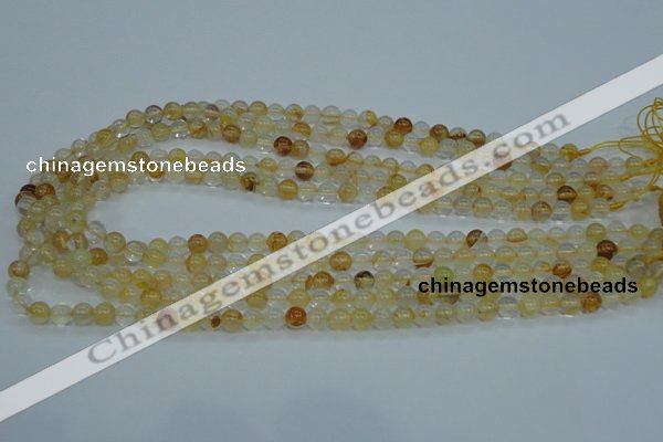 CYC101 15.5 inches 6mm round yellow crystal quartz beads