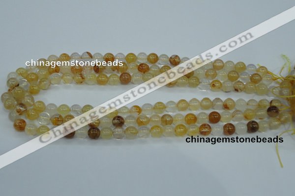 CYC102 15.5 inches 8mm round yellow crystal quartz beads