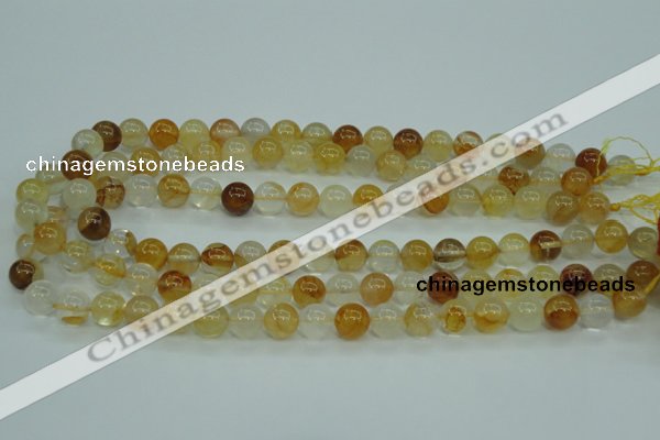 CYC103 15.5 inches 10mm round yellow crystal quartz beads