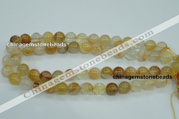 CYC105 15.5 inches 14mm round yellow crystal quartz beads