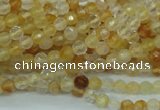 CYC110 15.5 inches 4mm faceted round yellow crystal quartz beads