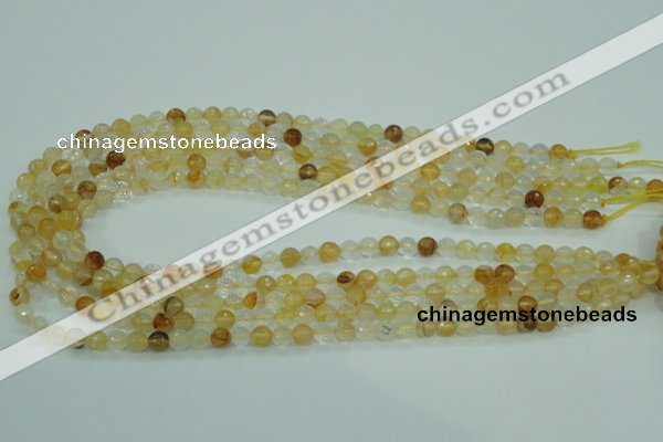 CYC112 15.5 inches 6mm faceted round yellow crystal quartz beads