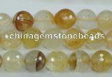 CYC114 15.5 inches 10mm faceted round yellow crystal quartz beads