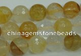 CYC115 15.5 inches 12mm faceted round yellow crystal quartz beads