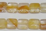 CYC12 15.5 inches 14*14mm square yellow crystal quartz beads