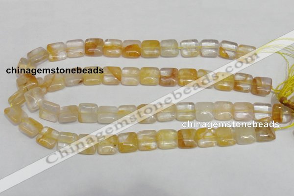 CYC12 15.5 inches 14*14mm square yellow crystal quartz beads