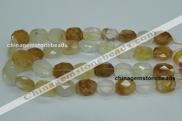 CYC127 15.5 inches 18*22mm faceted nuggets yellow crystal quartz beads