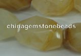 CYC129 15.5 inches 18*30mm faceted nuggets yellow crystal quartz beads