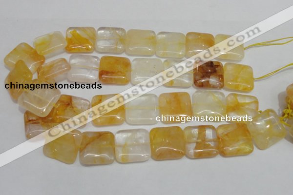 CYC14 15.5 inches 25*25mm square yellow crystal quartz beads