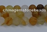 CYC140 15.5 inches 4mm round matte yellow quartz beads wholesale