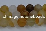 CYC141 15.5 inches 6mm round matte yellow quartz beads wholesale