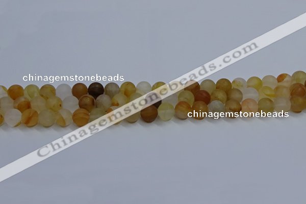 CYC141 15.5 inches 6mm round matte yellow quartz beads wholesale