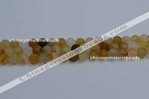 CYC142 15.5 inches 8mm round matte yellow quartz beads wholesale