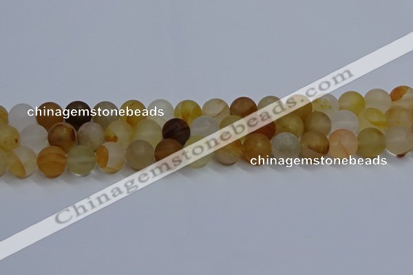 CYC143 15.5 inches 10mm round matte yellow quartz beads wholesale