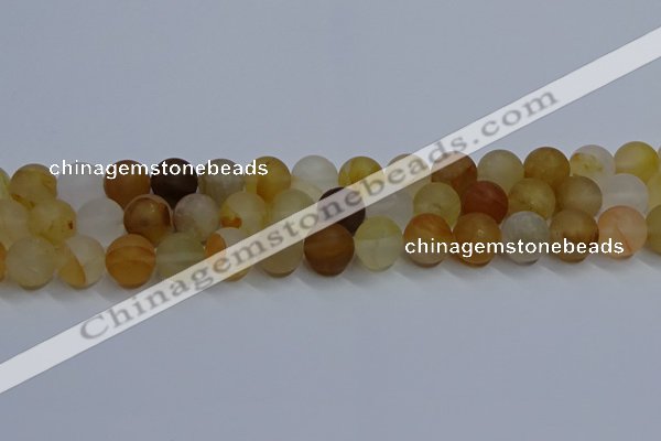 CYC144 15.5 inches 12mm round matte yellow quartz beads wholesale