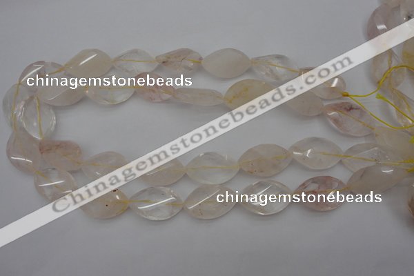 CYC201 15.5 inches 15*25mm twisted & faceted marquise yellow quartz beads