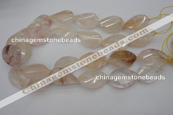 CYC205 15.5 inches 22*32mm twisted & faceted teardrop yellow quartz beads