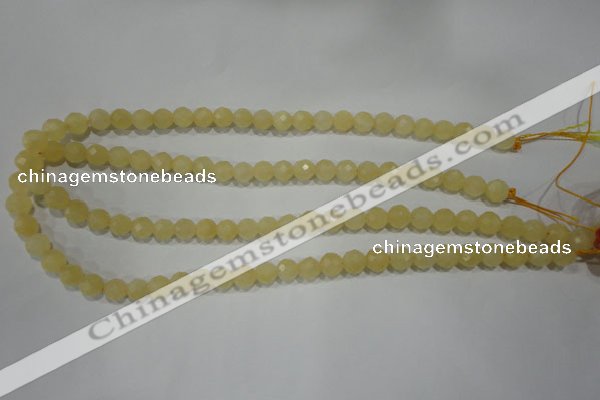 CYJ152 15.5 inches 8mm faceted round yellow jade beads wholesale