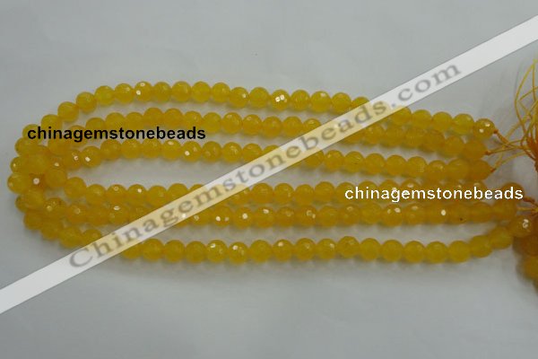 CYJ202 15.5 inches 8mm faceted round yellow jade beads wholesale