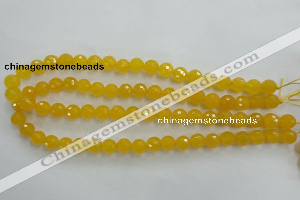 CYJ203 15.5 inches 10mm faceted round yellow jade beads wholesale