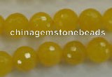 CYJ204 15.5 inches 12mm faceted round yellow jade beads wholesale