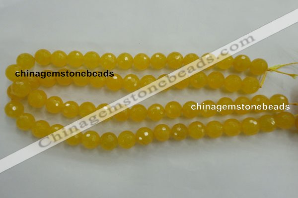 CYJ204 15.5 inches 12mm faceted round yellow jade beads wholesale