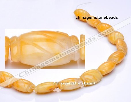 CYJ22 14*20mm flat drum yellow jade gemstone beads Wholesale