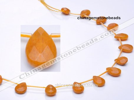 CYJ24 9*13mm faceted teardrop yellow jade beads Wholesale